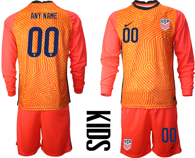 Youth 2020-2021 Season National team United States goalkeeper Long sleeve red customized Soccer Jersey->customized soccer jersey->Custom Jersey